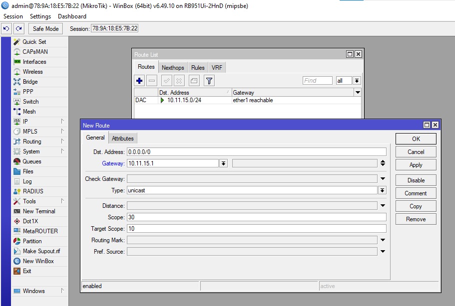 Setting IP Gateway