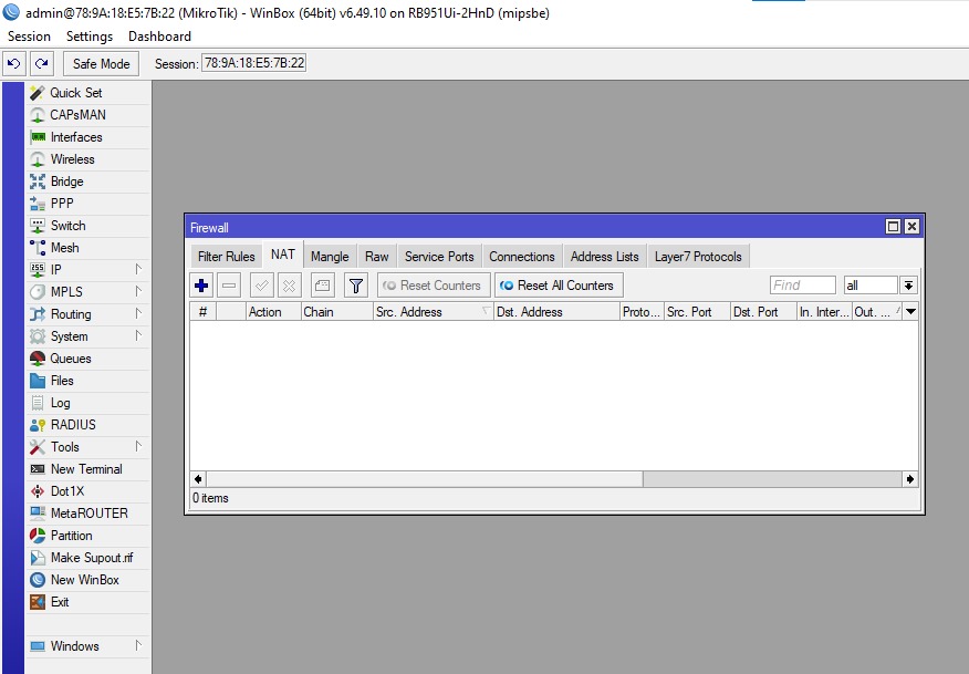 tampilan firewall NAT