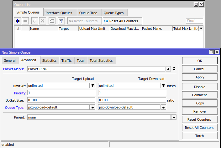 queues traffic ping advanced